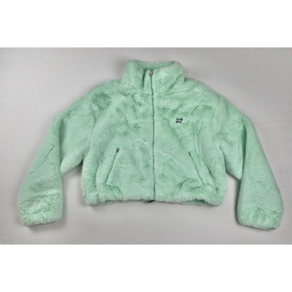 Nike Women's Mint Green Faux Fur Cropped Jacket Sample 655463 995 Size M Rare